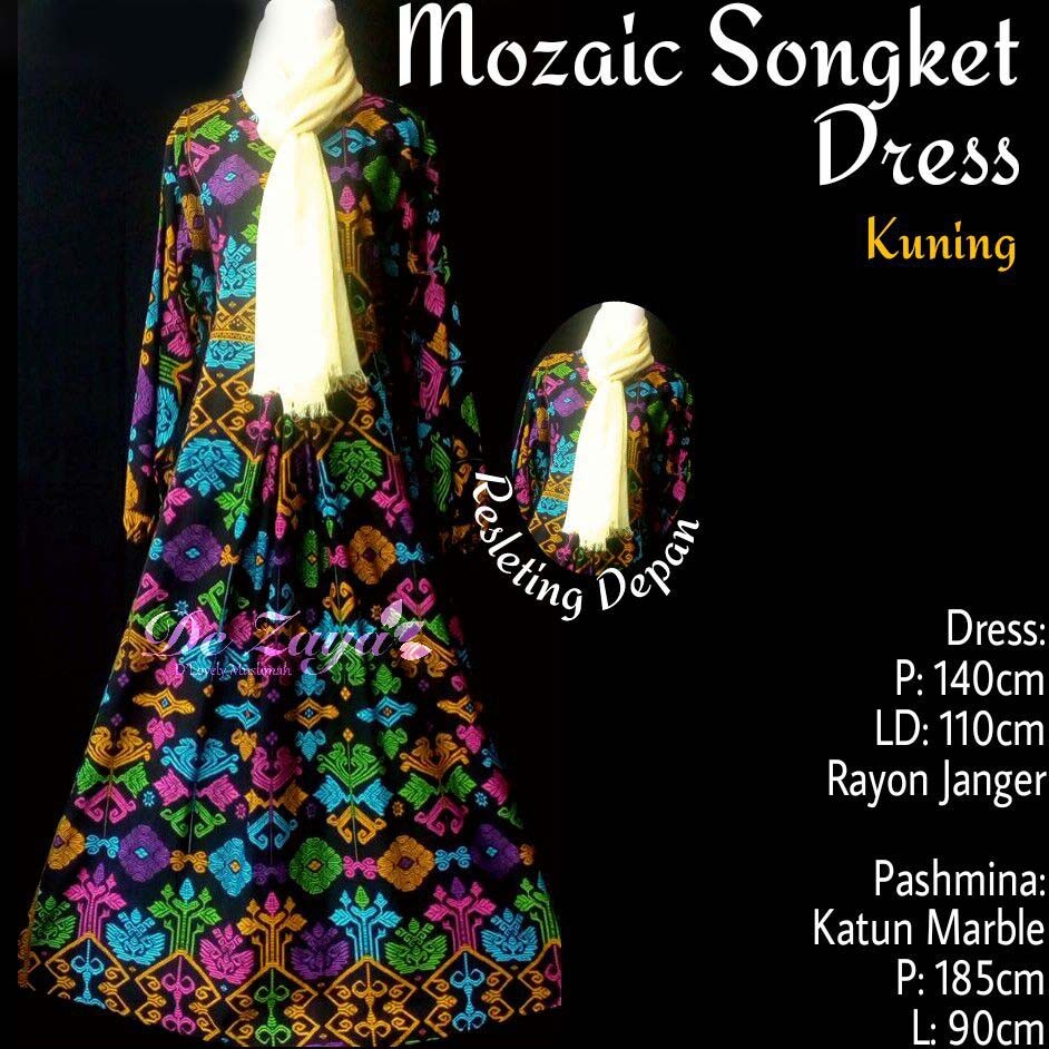 Dress Mozaic Songket Kuning