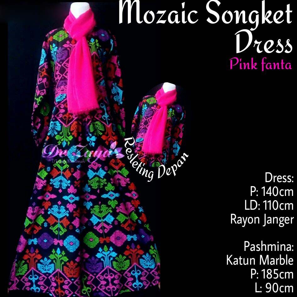 Dress Mozaic Songket Pink